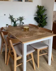 Set med 2 matstolar LYNN Trä Ljusbrun/ Beige_920627