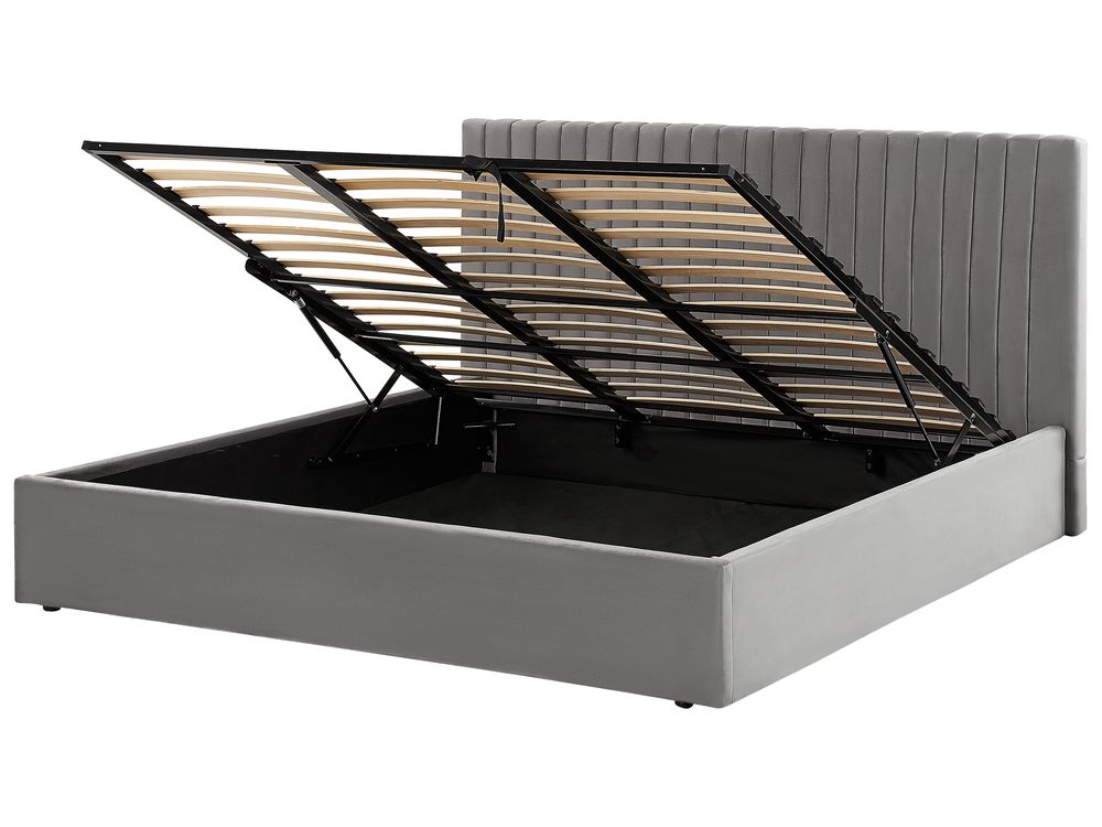 Ottoman Bed VION Velvet Grey 180 x 200 cm (EU Super King)