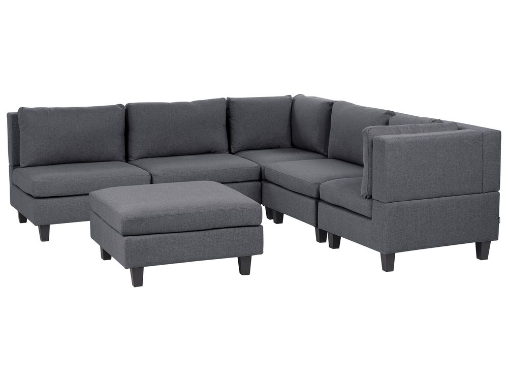 Modular Corner Sofa 5 Seater UNSTAD with Ottoman Fabric Dark Grey Left Hand