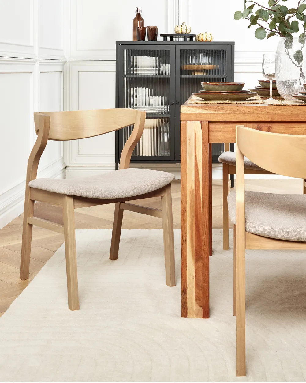 Set of 2 Dining Chairs MAROA Wood Beige