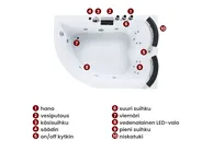 Kulmaporeamme LED-valolla PARADISO 158 x 113 cm Valkoinen Vasen_979064