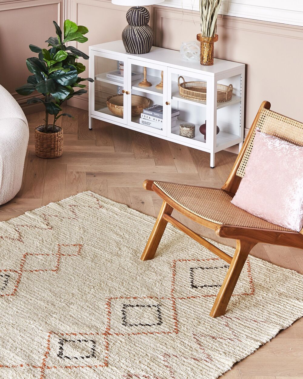 Rug GUWAHATI Beige 140 x 200 cm Cotton