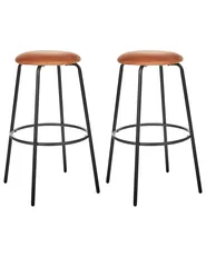Set of 2 Bar Stools MORTON Velvet Orange_916005