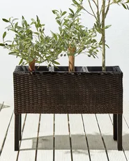 Elevated Plant Pot CARAGANA 77 cm PE Rattan Dark Brown_914476
