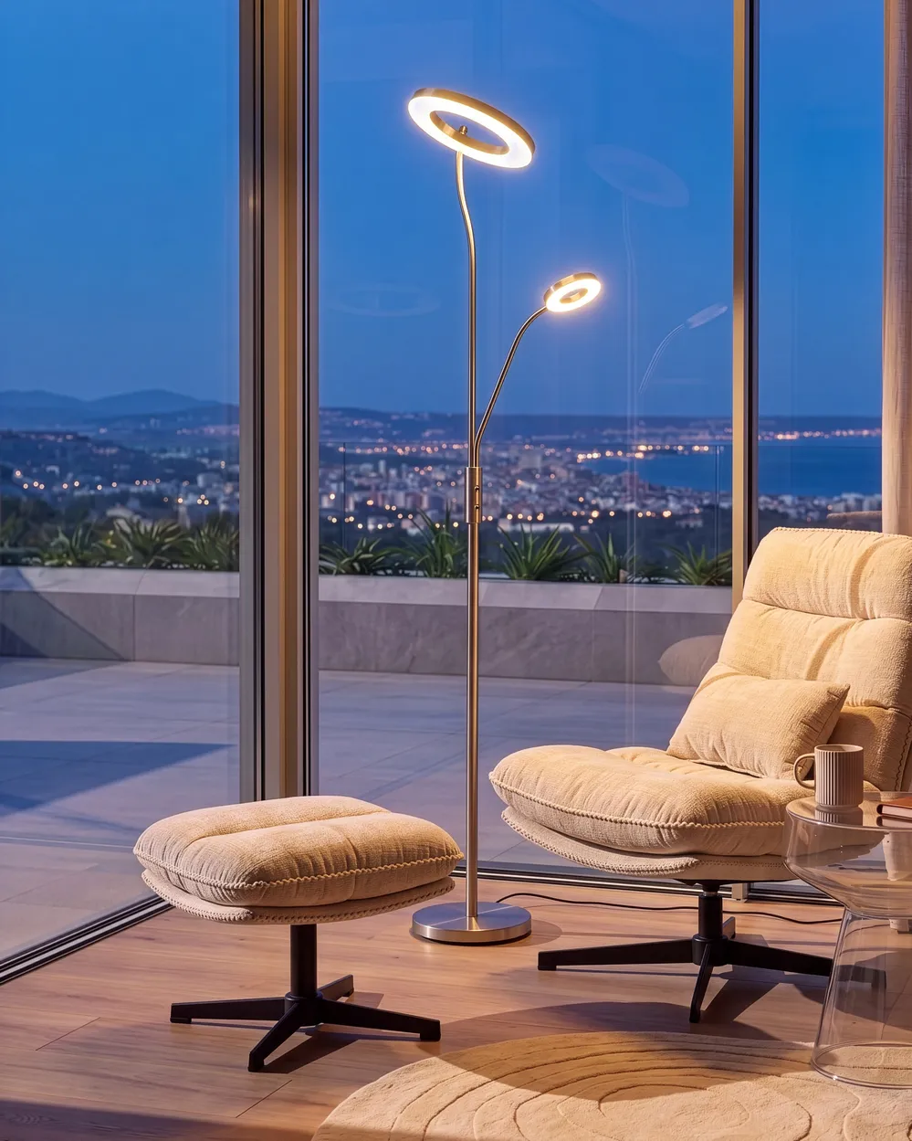 LED Floor Lamp AFTON Metal Silver