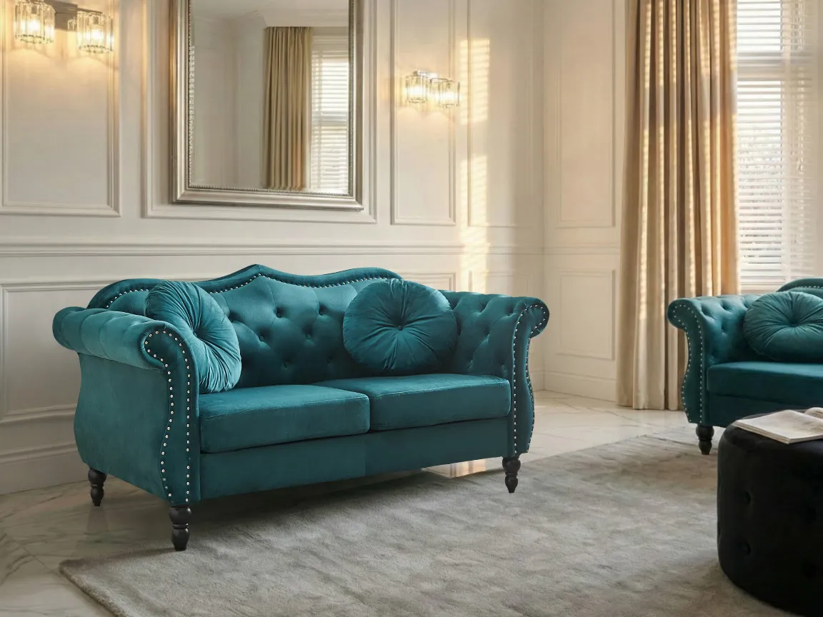 Sofa 2 Seater SKIEN Velvet Teal_1050313