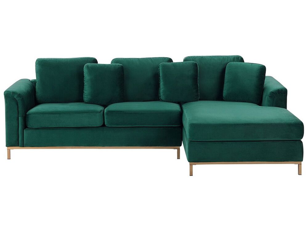 Hjørnesofa OSLO Fløyel Mørkegrønn Venstrevendt