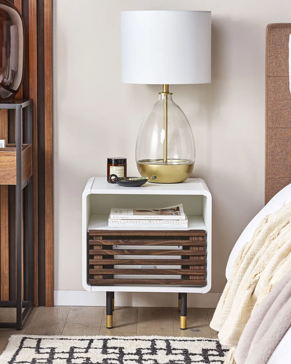 1 Drawer Bedside Table RIFLE White