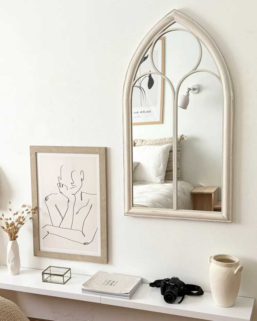 Väggspegel TRELLY 62 cm 113 cm Metall Vit_978899