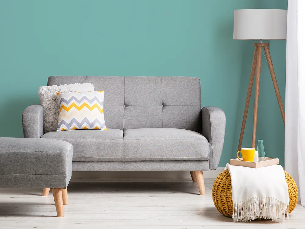Sofa Bed 2 Seater FLORLI Fabric Light Grey
