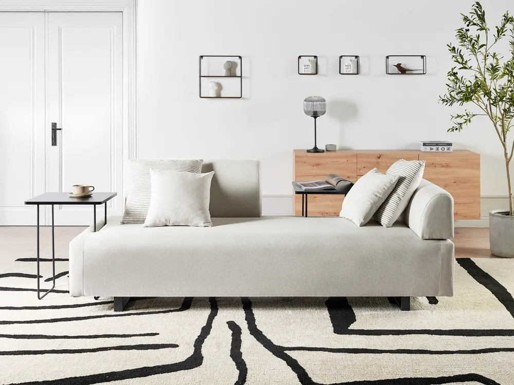 Sofa 3 Seater SOKNA with Tables Fabric Off-White