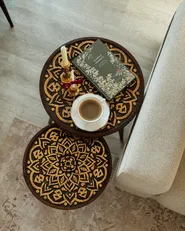 Set of 2 Side Tables RANJA Mango Wood Brown_1052576