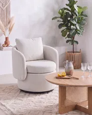 Svängbar fåtölj HORSENS med förvaring Off-White_1063276