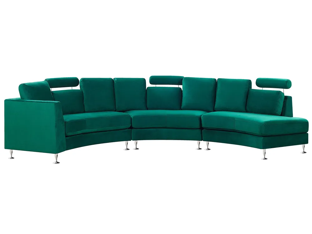 Curved Sofa 7 Seater ROTUNDE Velvet Dark Green_793583