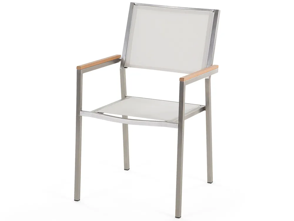 Garden Dining Set 6 Seater GROSSETO Eucalyptus Wood Brown/ White_768461