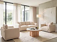 Sofa 3 Seater LUVOS Fabric Light Beige_1159106