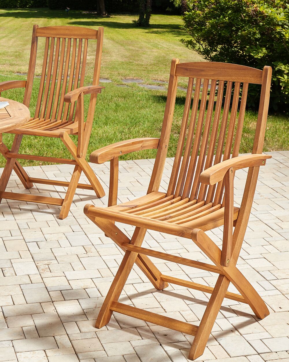Set of 2 Garden Chairs MAUI II Acacia Wood Light Brown