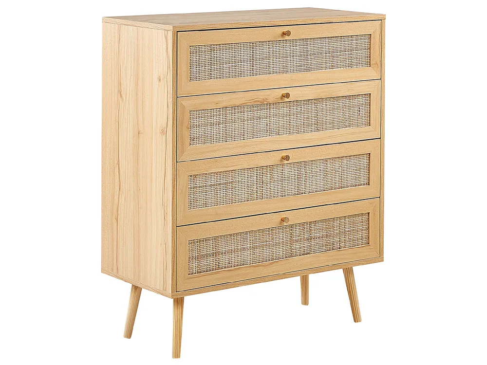 4 Drawer Chest PEROTE Rattan Light Brown