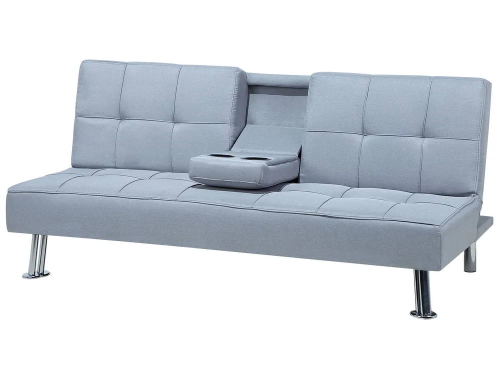Sofa Bed 3 Seater ROXEN Fabric Light Grey_702004
