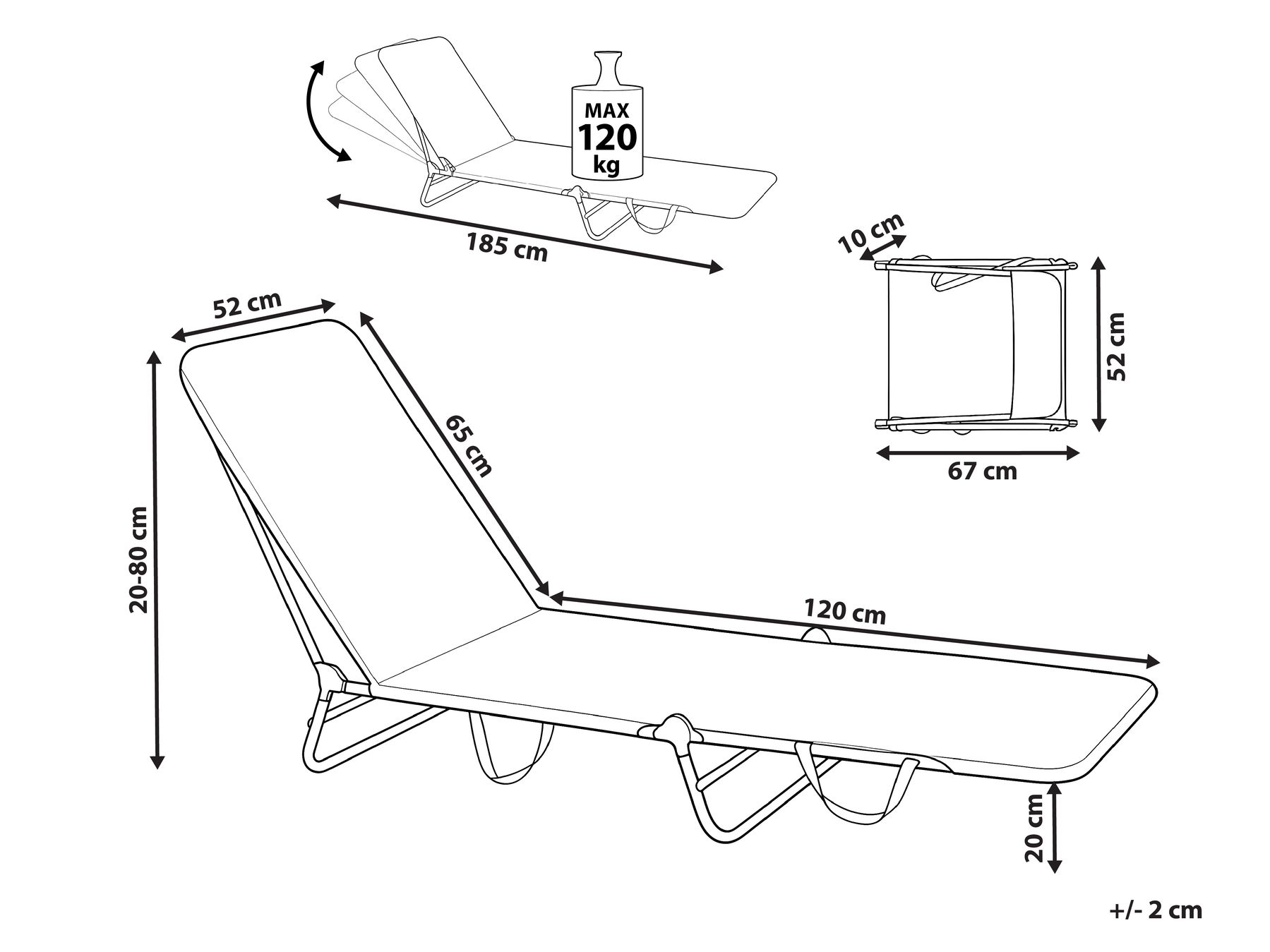 Sun Lounger KASTORIA Reclining Metal Beige_1031949