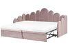 Trundle Bed Velvet POLIGNAC 90 x 200 cm (EU Single) Pastel Pink
