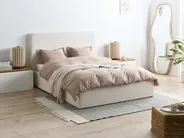 Säng med förvaring BRENON Bouclé Off-White 140 x 200 cm_1055928