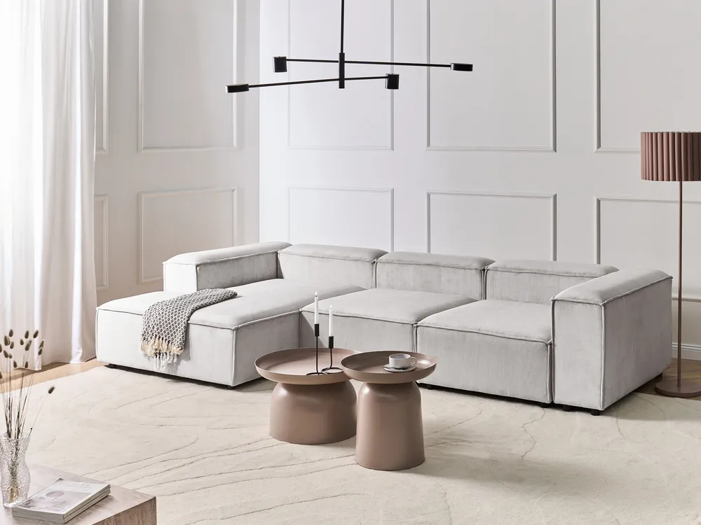 Modular Corner Sofa 4 Seater ARDAL Corduroy Off-White Right Hand