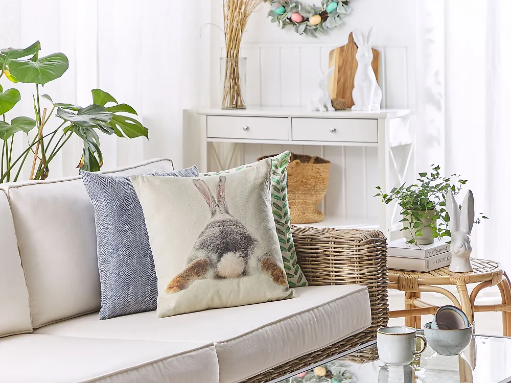 Set med 2 prydnadskuddar BUXUS 45 x 45 cm Taupe_1180082