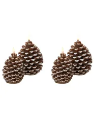 Set med 4 LED-ljus IVRESSE 15/12 cm Kotte Brun_1016084