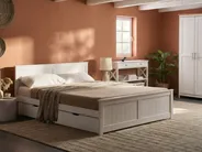 Bed with 4 Drawers SABRAN Pine Wood White 140 x 200 cm (EU Double)_1061268
