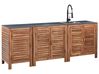 3 Piece Outdoor Kitchen Set with Sink BRUCOLI Brown/ Black Acacia Wood