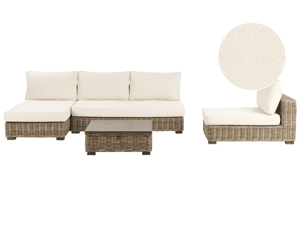 Garden Lounge Set with Table 4 Seater VARALLO Modular Rattan Grey Right Hand