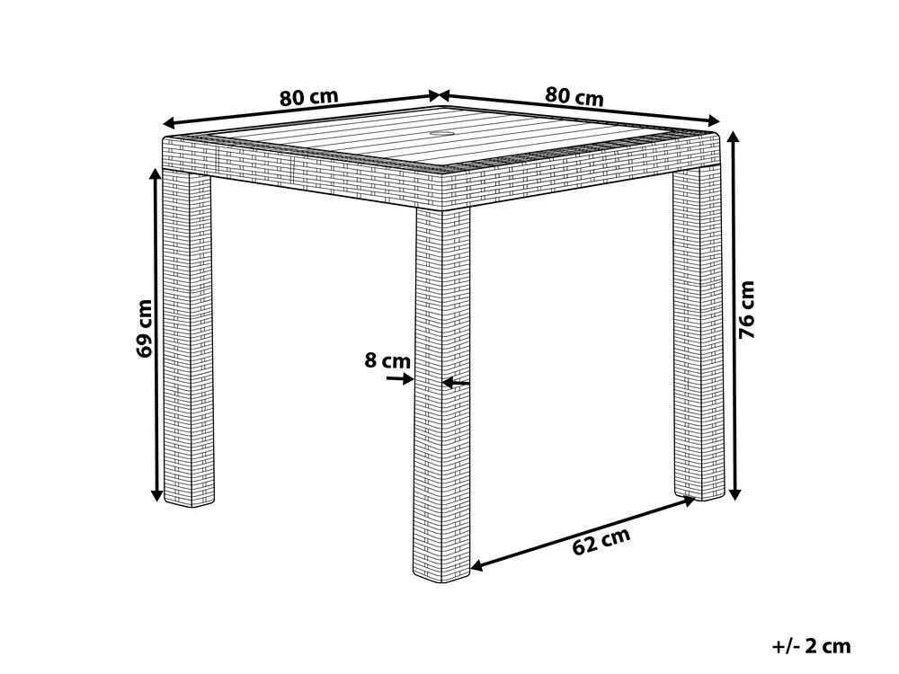 Trädgårdsmatbord FOSSANO 80 cm 80 cm Ljusgrå_744589