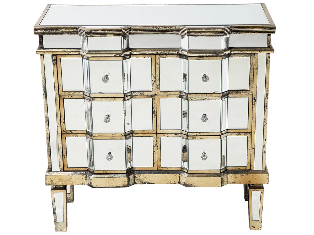 6 Drawer Chest MOZELA Mirrored Silver_705143