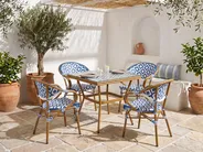 Bistro Table CASPRI 80 cm 80 cm PE Rattan Blue/ White_1090646
