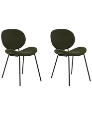 Set med 2 matstolar LUANA Bouclé Mörkgrön_886488