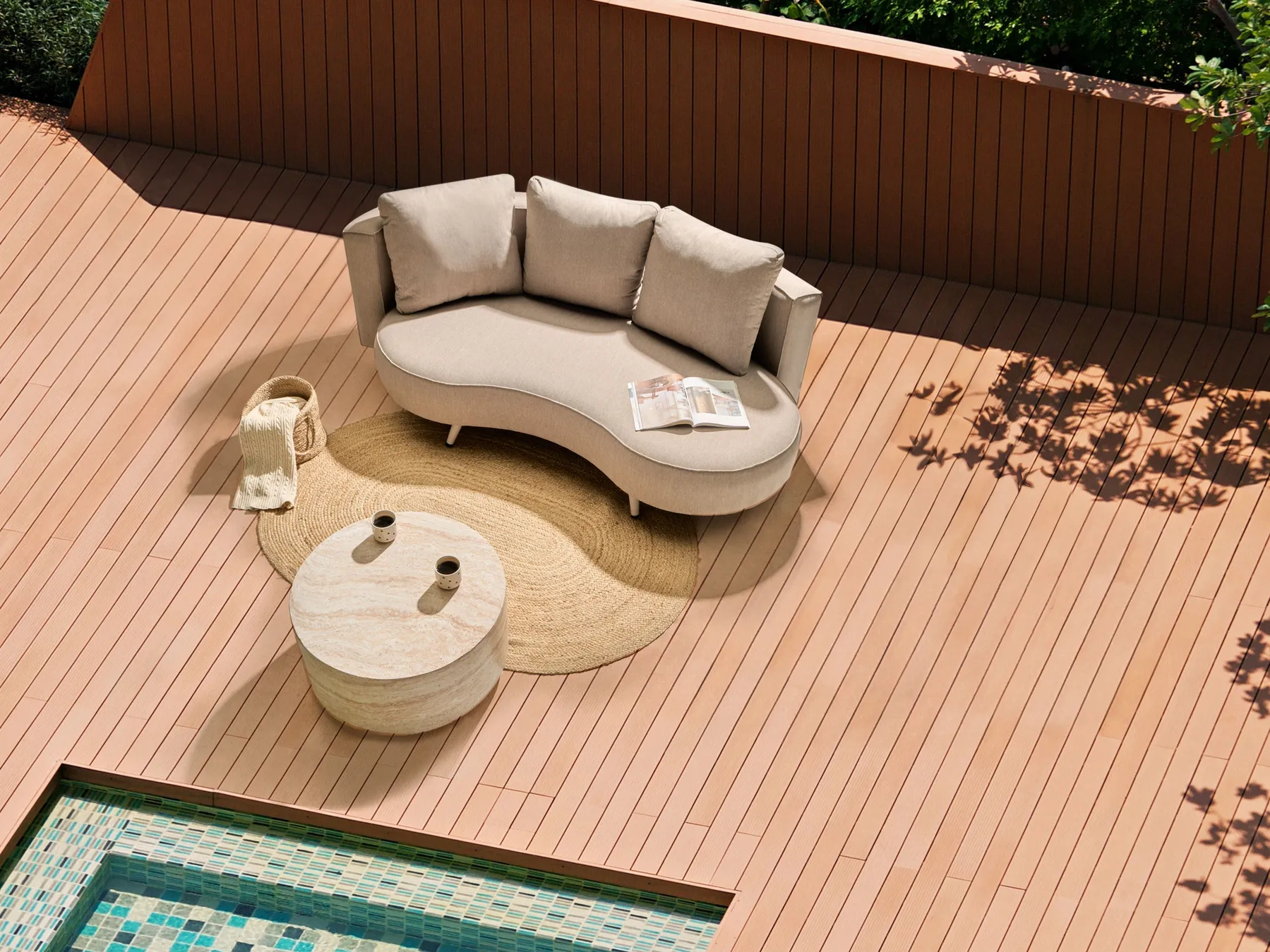Garden Sofa 3 Seater PARORI Beige Right Hand_1015554