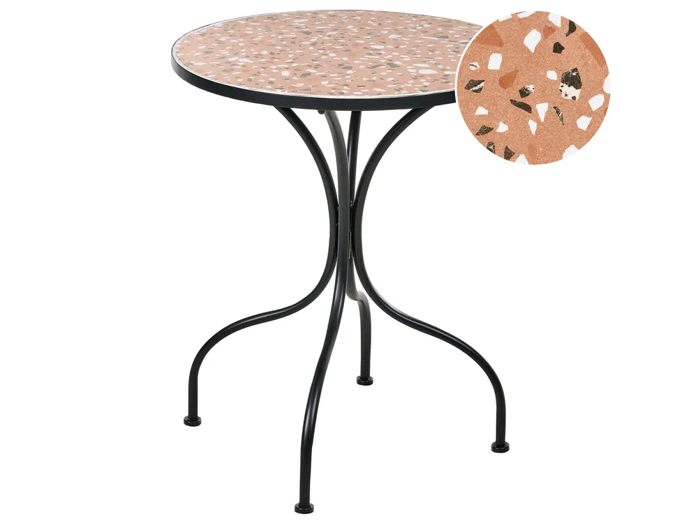Bistro Table ADRANO 60 cm 60 cm Metal Terrazzo Effect Black