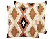Set of 2 Decorative Cushions SERAMPORE 50 x 50 cm Cotton Multicolour Geometric Pattern_829345