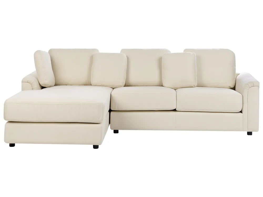 Hörnsoffa 4-sits KOHLO med fotpall Ljusbeige Högervänd_945042