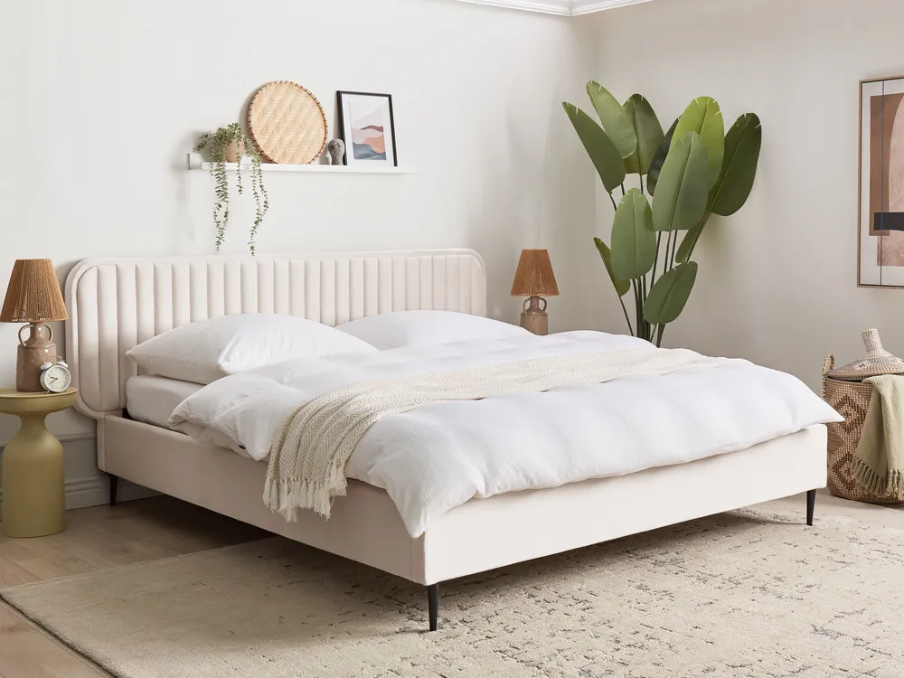 Bed Velvet BRIN 180 x 200 cm (EU Super King) Beige_1123437