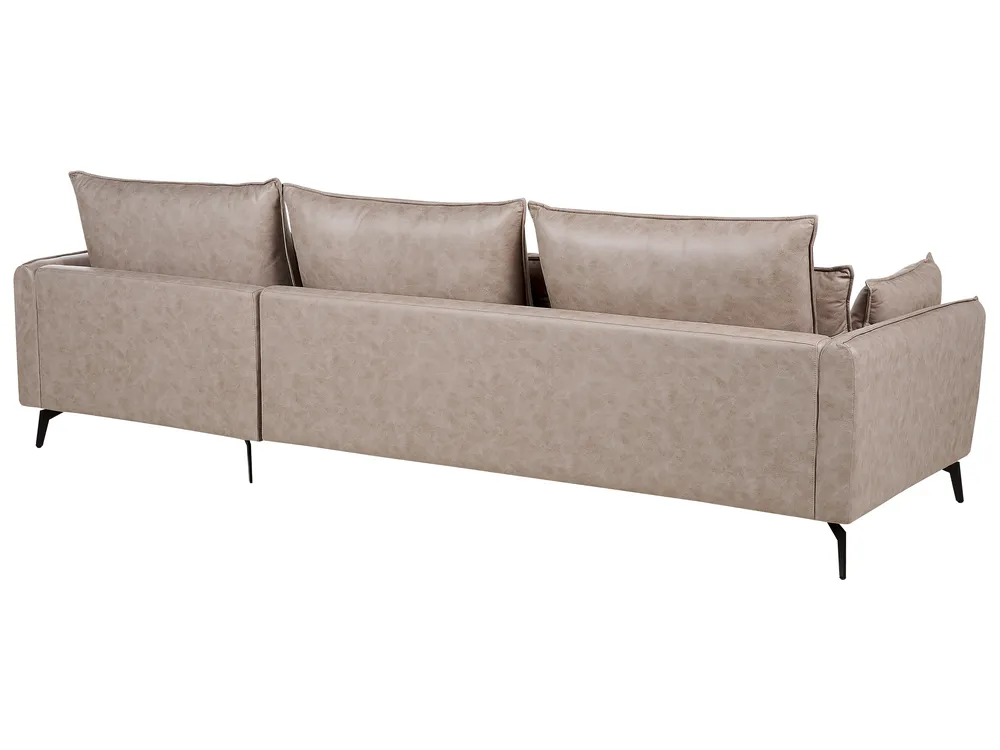 Corner Sofa 3 Seater GALLO Faux Suede Light Brown Left Hand_879277