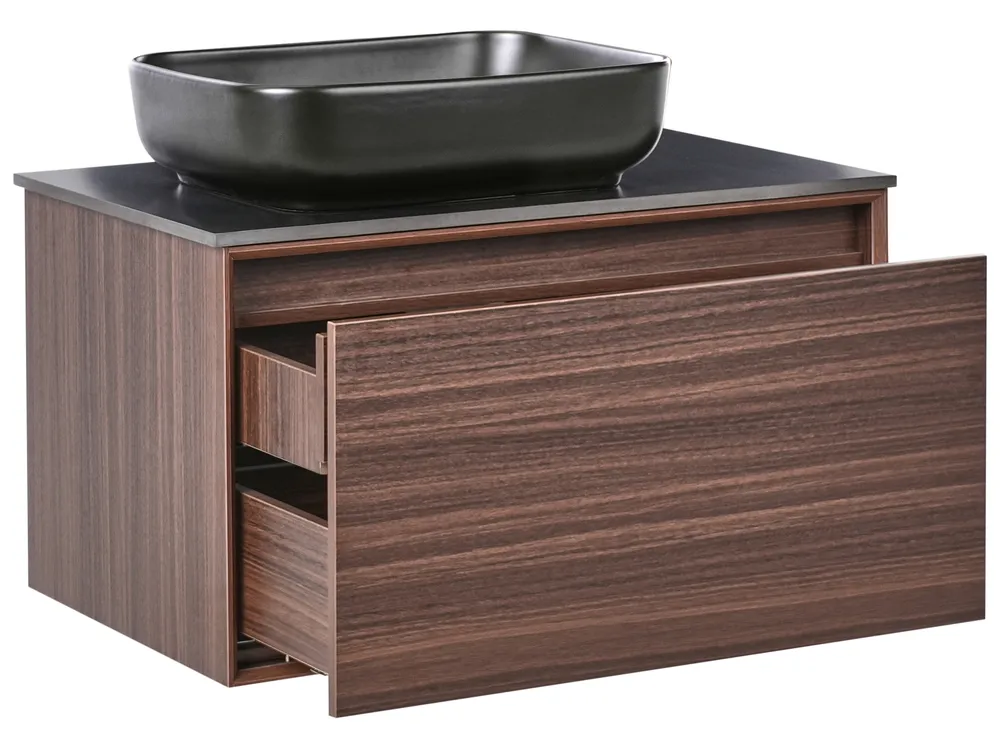 Wall Mounted Vanity Unit with Basin ARICA Dark Brown_1010519