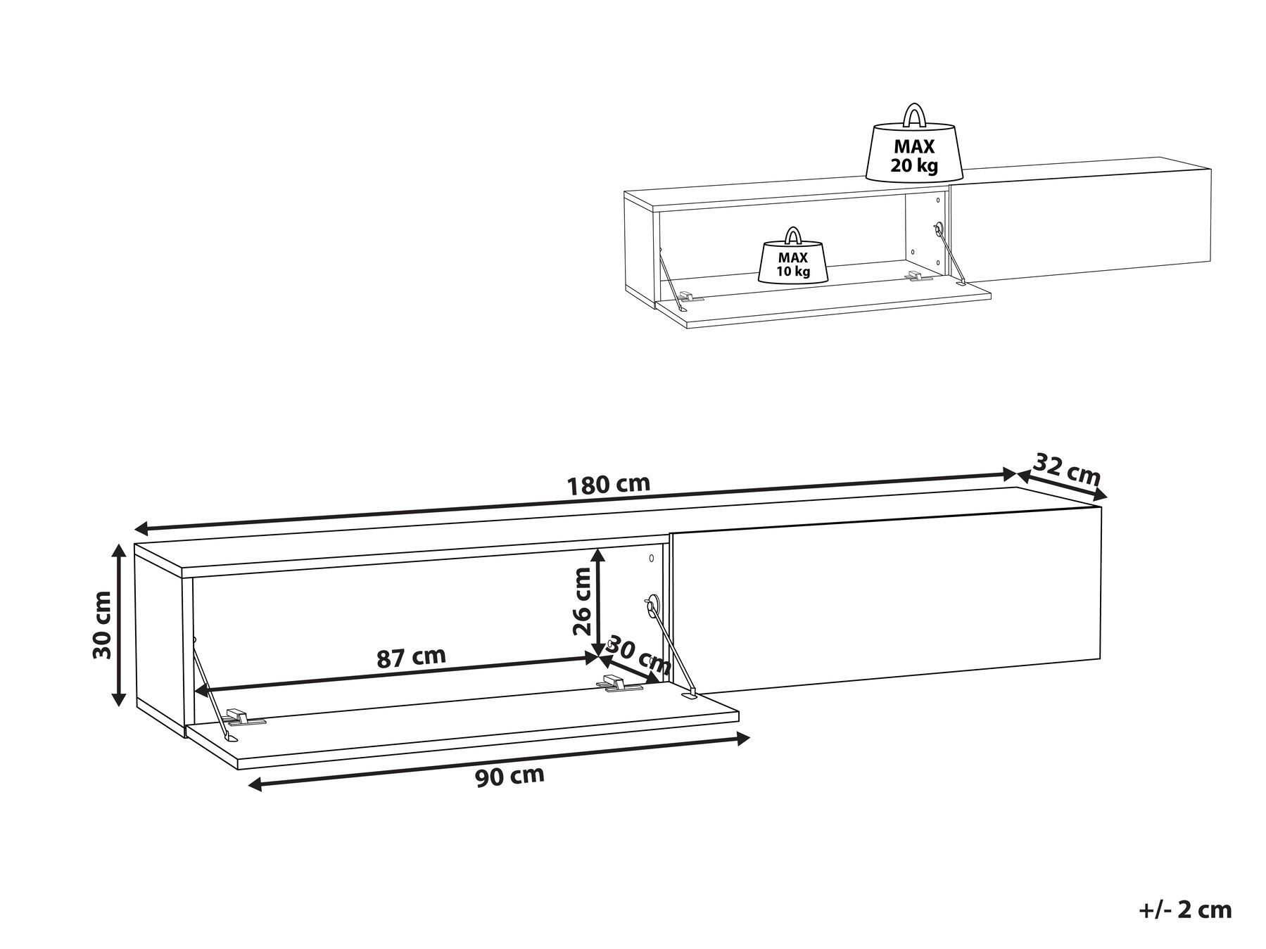 Wall Mounted TV Stand GLADSTONE Red_973469
