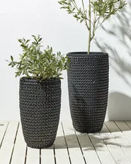 Kukkaruukkusetti 2 kpl CEDRUS 37/45 cm Polyrottinki Musta_914459