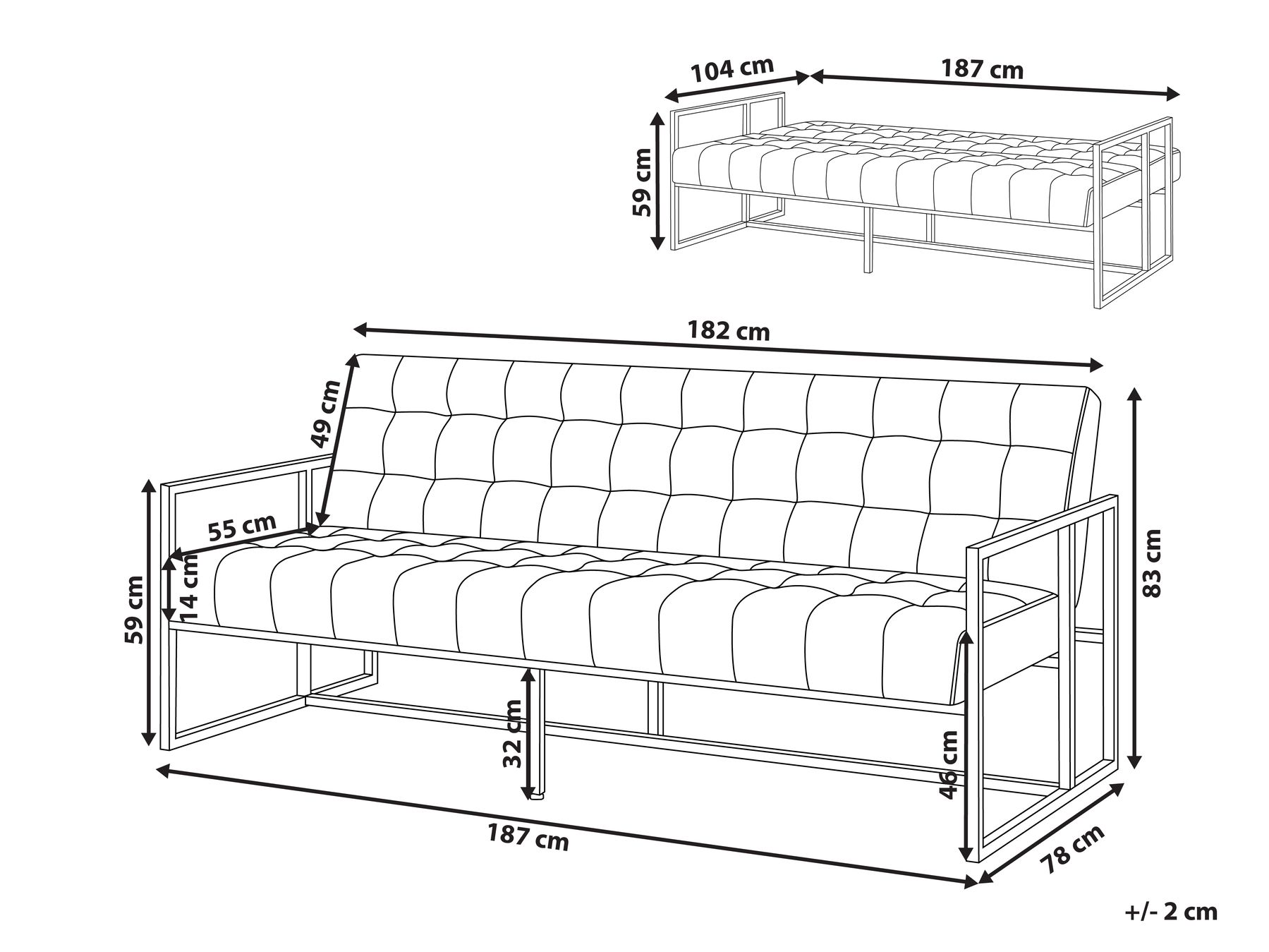 Sofa Bed 3 Seater MARSTAL Velvet Pink_793578
