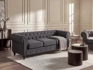 Sohva 3-istuttava CHESTERFIELD Kangas Harmaa_675357