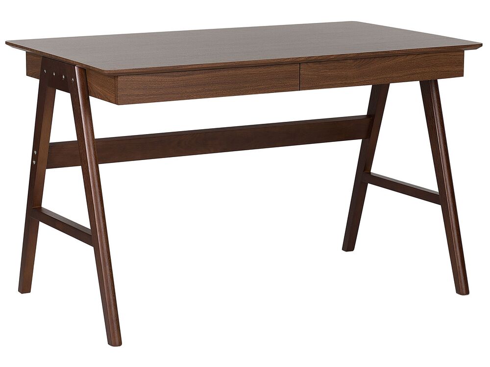 Home Office Desk SHESLAY 120 cm x 70 cm with Drawers Dark Brown