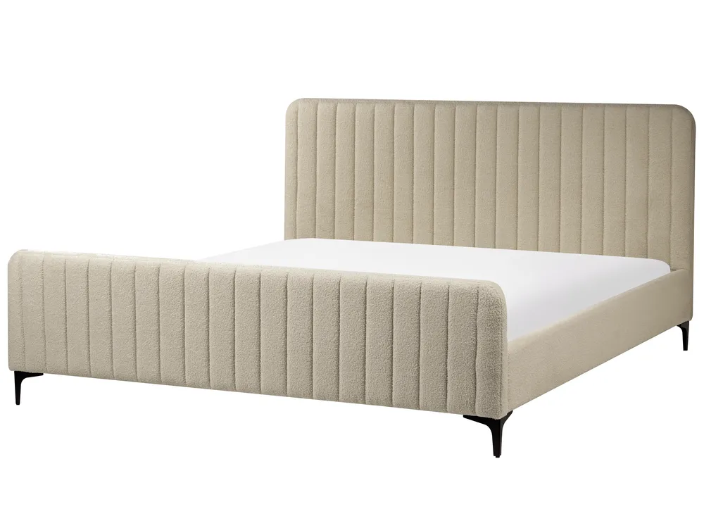 Bed Boucle LUNAN 180 x 200 cm (EU Super King) Beige_1074912