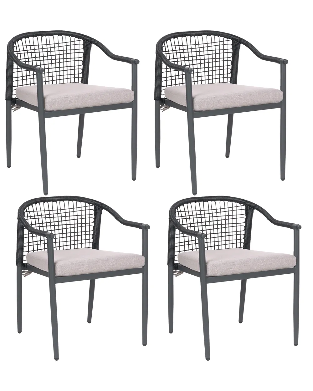 Set of 4 Garden Chairs with Cushions OZZERO Metal Black